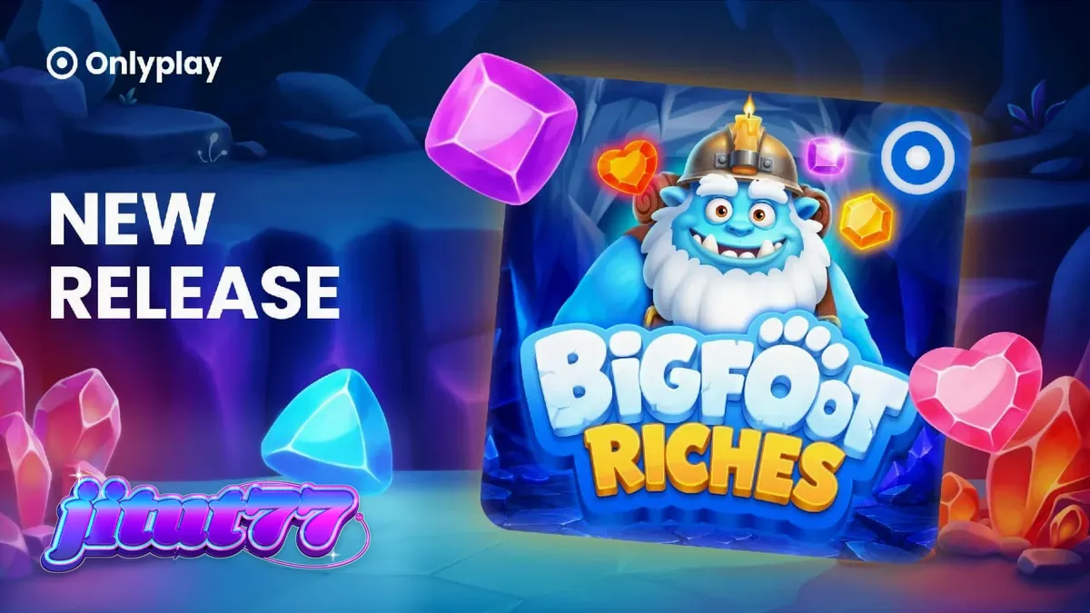 Tampilan visual slot Bigfoot Riches dengan latar belakang hutan musim dingin yang bersalju.